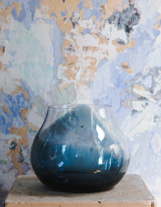 blue glass vase